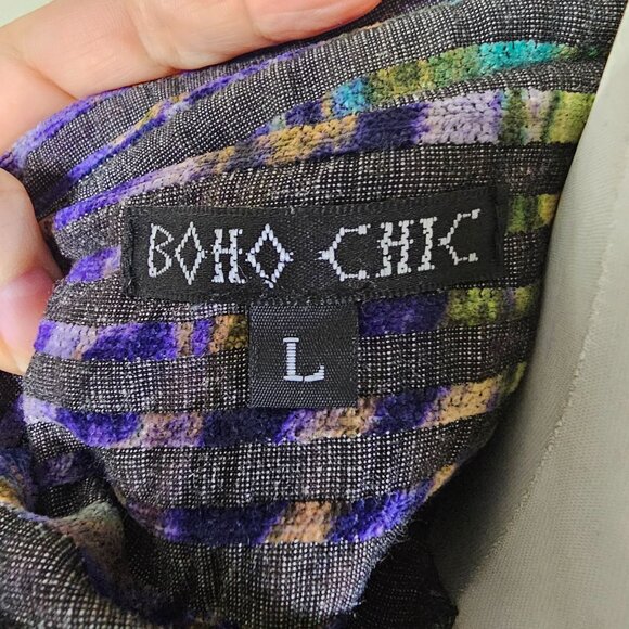 Boho Chic Multicolor Button-Up Jacket L Back Zip Pleats Artsy Lagenlook Lagom - Picture 11 of 12